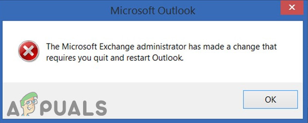 Düzeltme: Exchange yöneticisi, Outlook'tan çıkıp yeniden başlatmanızı gerektiren bir değişiklik yaptı