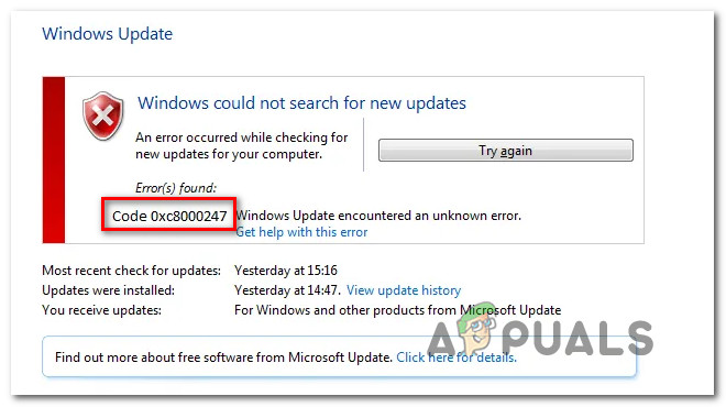 Como corrigir o erro do Windows Update 0xc8000247?