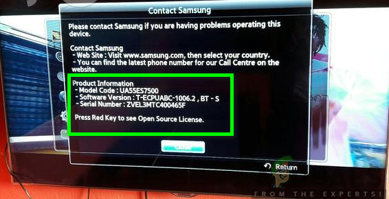 Memeriksa nomor Model TV Samsung Anda