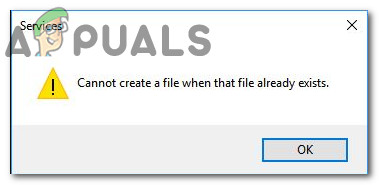 Correção: Não é possível criar um arquivo quando esse arquivo já existe