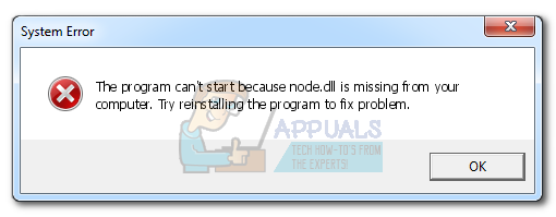 Fix: node.dll saknas