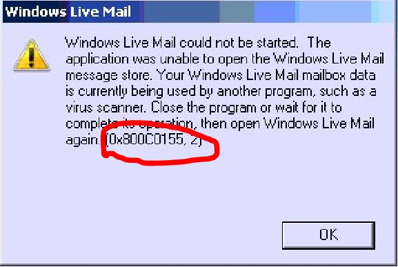 Betulkan: Ralat Windows Live Mail 0x800c0155