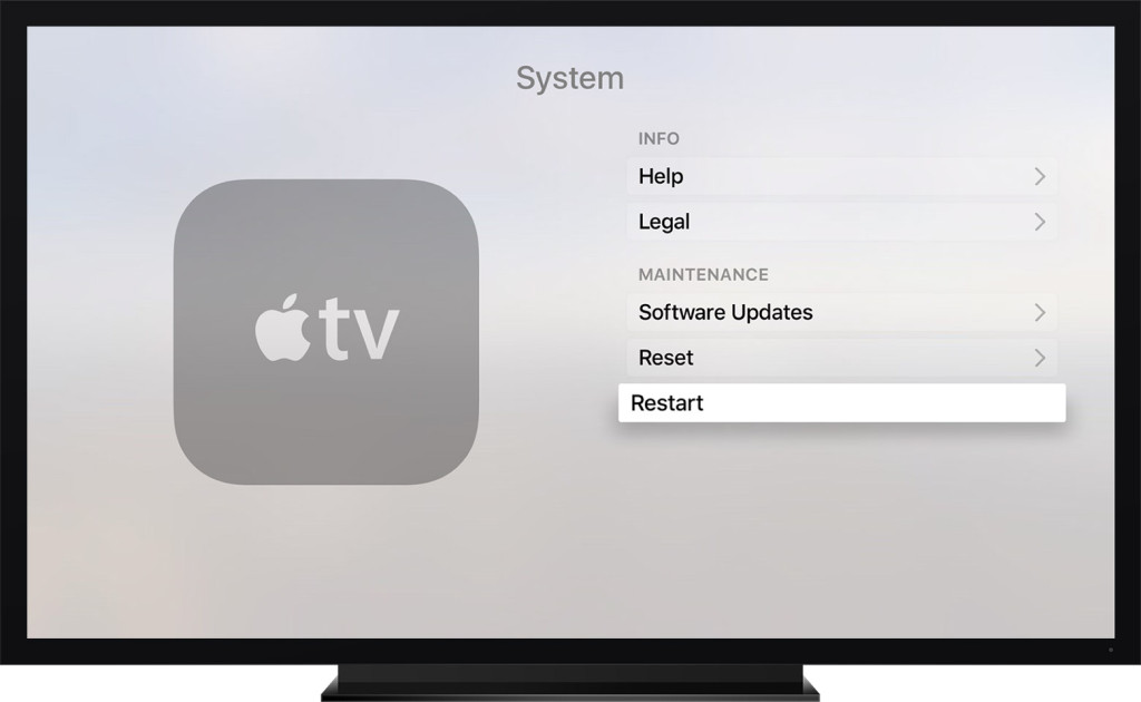 рестартирайте Apple TV
