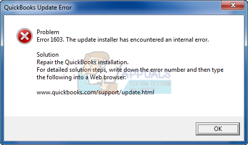 Oprava: Kód chyby QuickBooks 1603