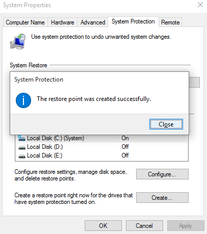 restauración del sistema en Windows 10-5
