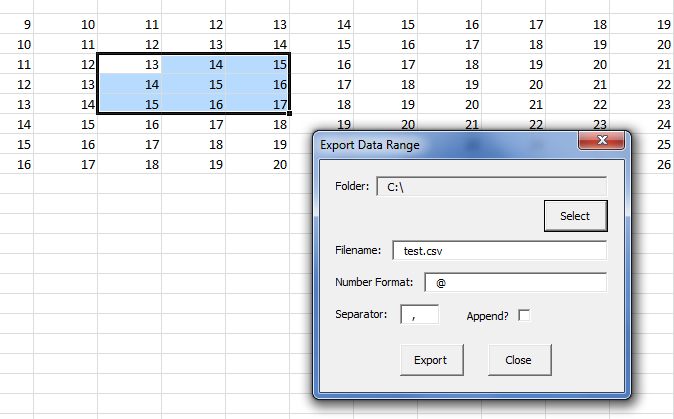 Konkreetsete või valitud Exceli veergude .csv-failina salvestamine