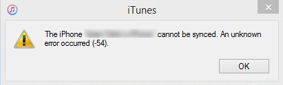 Como corrigir erro desconhecido do iTunes -54