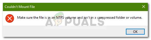 Remediere: asigurați-vă că fișierul este un volum NTFS și nu se află într-un dosar sau volum comprimat