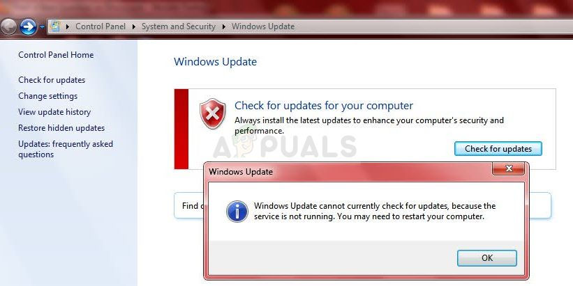 Correção: o serviço Windows Update não está em execução