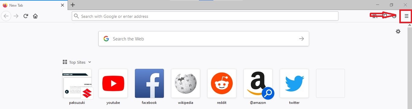 Start Firefox og åpne menyen