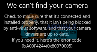 Korjaus: Emme löydä kameravirhettä Windows 10: ssä