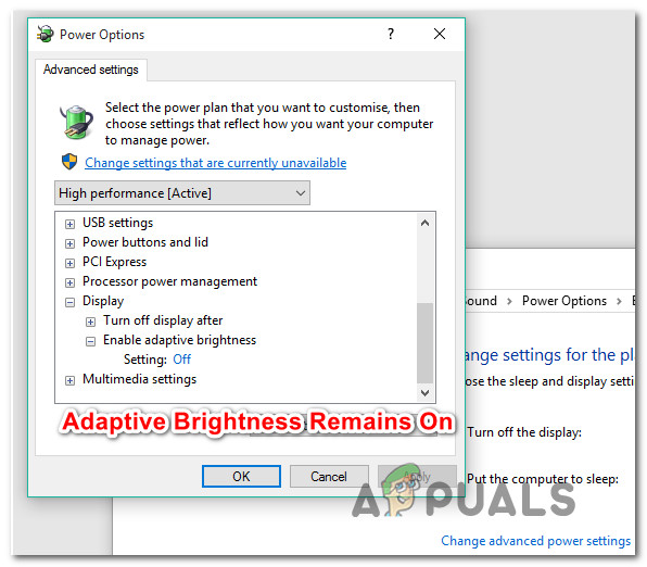 Fix: Windows 10 Adaptiv lysstyrke slukkes ikke