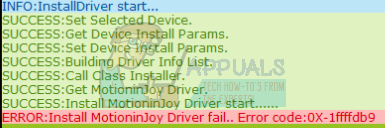 Correção: Erro: falha na instalação do driver motioninjoy .. Código de erro: 0x-1ffffdb9