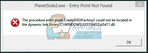 Fix: O ponto de entrada do procedimento CreateDXGIFactory2 não pôde ser localizado