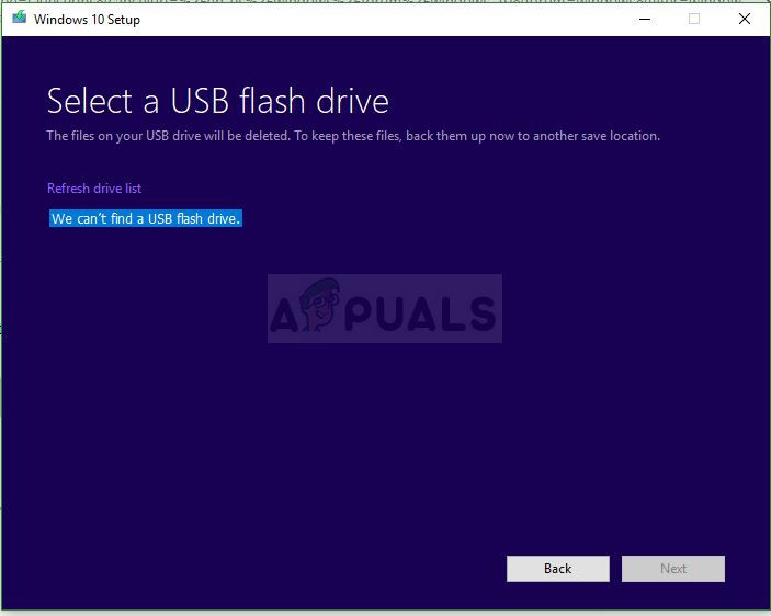 Исправлено: Windows 10 Media Creation Tool не может найти USB