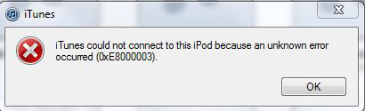 ŘEŠENÍ: Chyba 0xe8000003 v iTunes při připojování zařízení iPod / iPad / iPhone