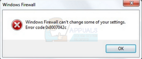 การแก้ไข: Windows Firewall Error 0x8007042c