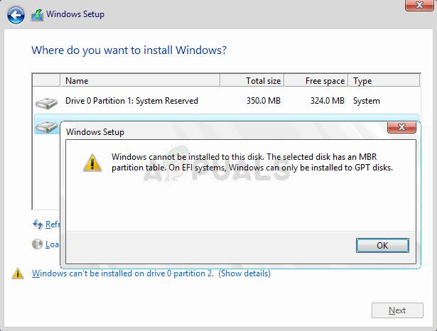 Oprava: Na tento disk nelze nainstalovat Windows