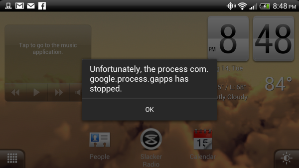 Virheen ”com.google.process.gapps” korjaaminen on lopetettu