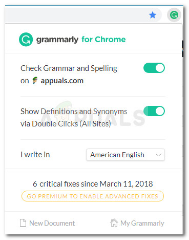 Extensión Grammarly Chrome