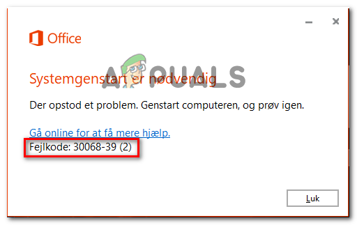 Při instalaci sady Microsoft Office vyřešte kód chyby 30068-39