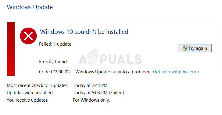 Fix: Windows Update-feil 0xc1900204