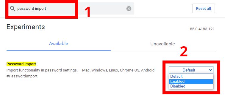 Iš naujo paleiskite „Chrome“, kad įgalintumėte slaptažodžio importavimą