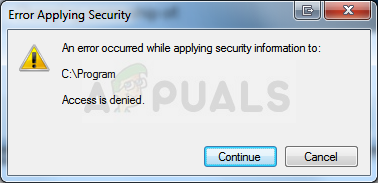 Javítás: Hiba történt a biztonsági információk alkalmazása során