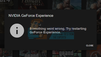 Fix: Något gick fel. Försök att starta om GeForce Experience