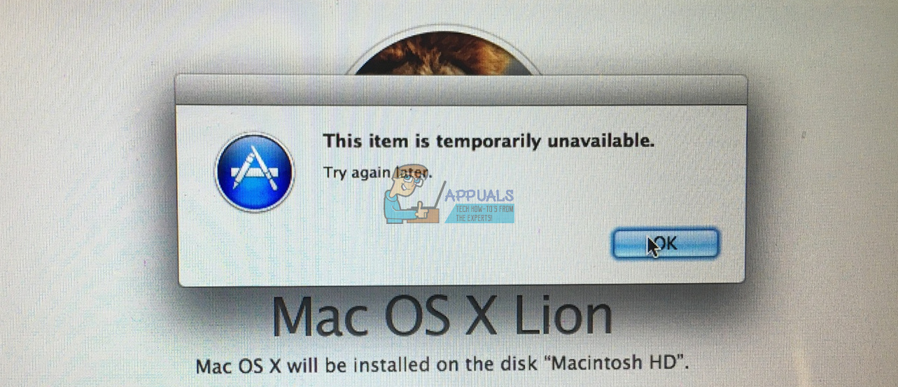 Как исправить этот элемент временно недоступен после переустановки MacOS или OS X