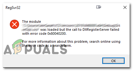 Solución: DllUnregisterServer falló con el código de error 0x80040200