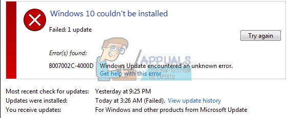 Correção: erro do Windows Update 8007002c-4000d