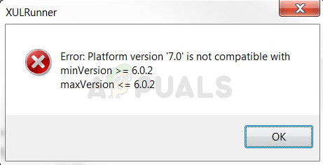 Поправка: Версията на платформата за грешки XULRunner не е съвместима