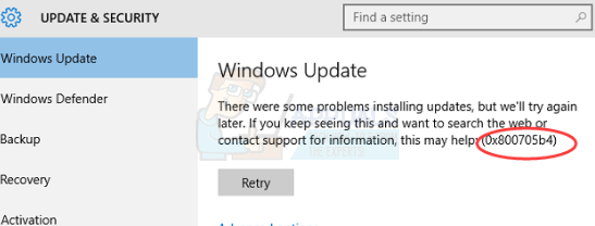 Betulkan: Ralat Kemas kini Windows 0x800705b4