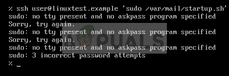 Fast: sudo: ingen tty til stede og intet askpass-program specificeret