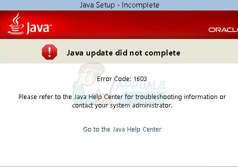 Kuinka korjata Java-virhekoodi 1603