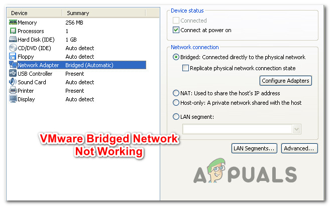 Поправка: Мостовата мрежа на VMware не работи