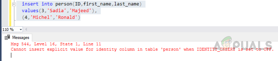 Cum se remediază eroarea „Nu se poate introduce valoarea explicită pentru coloana de identitate în tabel când IDENTITAT_INSERT este setat la OPRIT”?