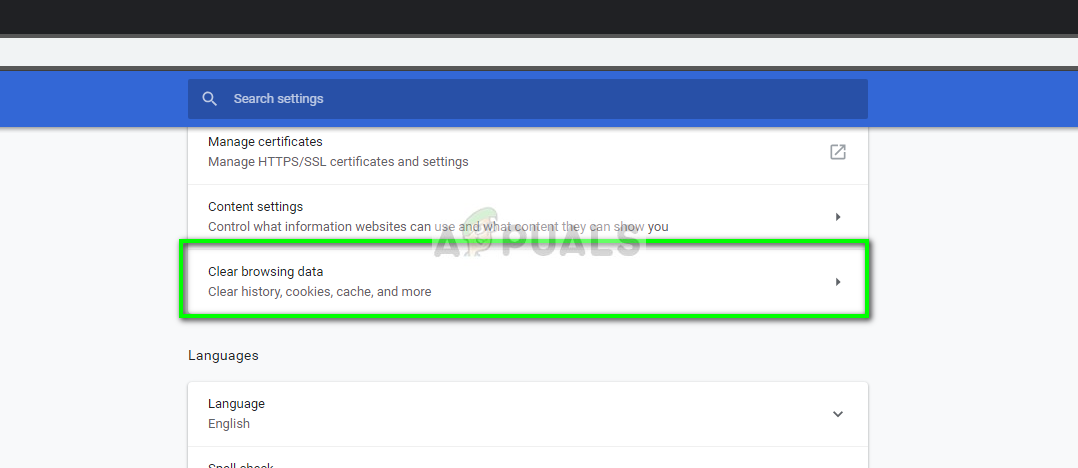 Obrišite podatke preglednika u pregledniku Google Chrome Windows 10
