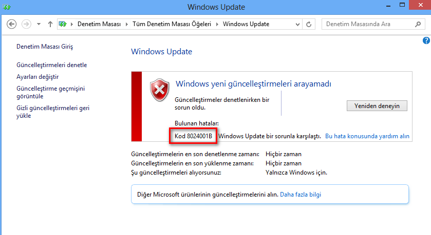 Kuinka korjata Windows Update -virhe 8024001B?