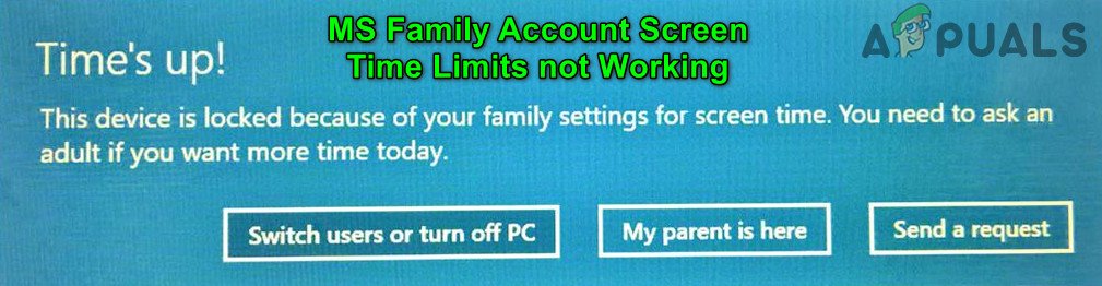 Correção: os limites de tempo da tela da conta familiar MS não funcionam