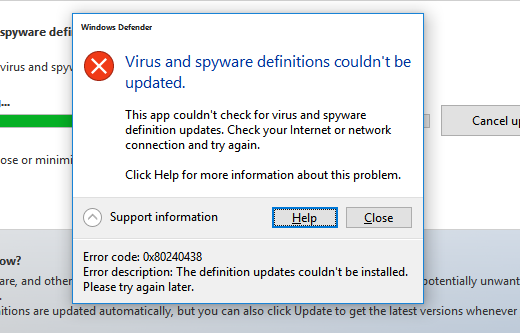 Fix: Windows Defender-fejl 0x80240438