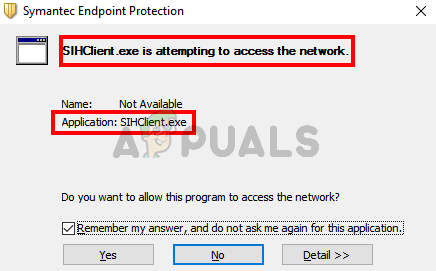Popravek: Sihclient.exe poskuša dostopati do omrežja