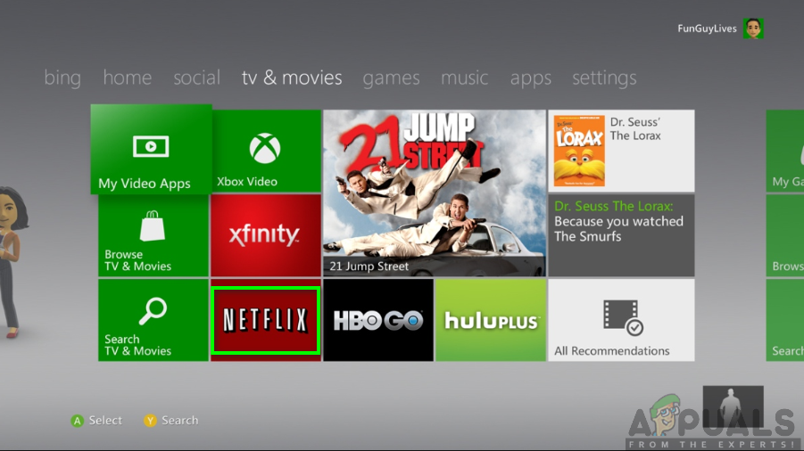 Netflix-app på Xbox 360