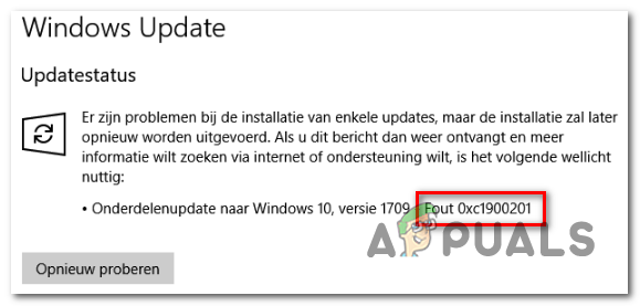 Как да коригирам грешка в Windows Update 0xc1900201?