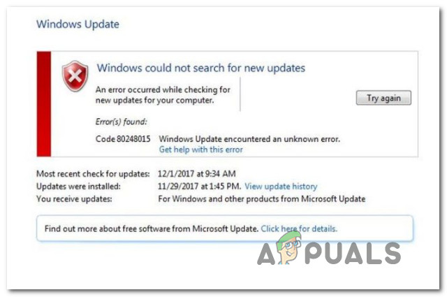 Как да коригирам грешка в Windows Update 80248015