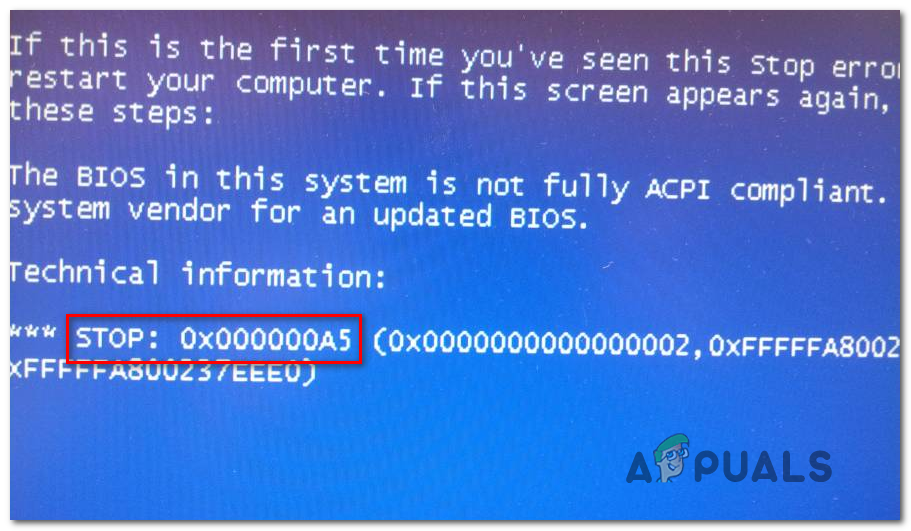 Fix STOP-feil 0x000000A5 når du installerer Windows 7