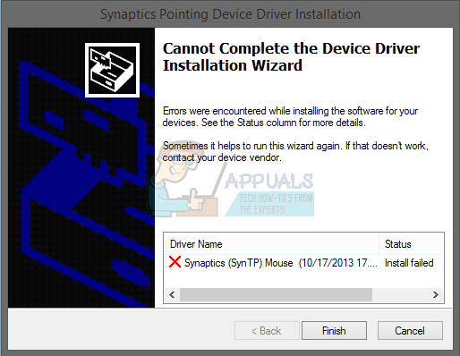 Düzeltme: Windows 10'a Synaptics Dokunmatik Yüzey Sürücüsü yüklenemiyor