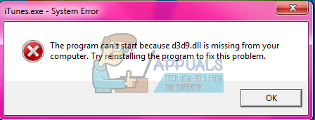 Kuidas parandada d3d9.dll puudub