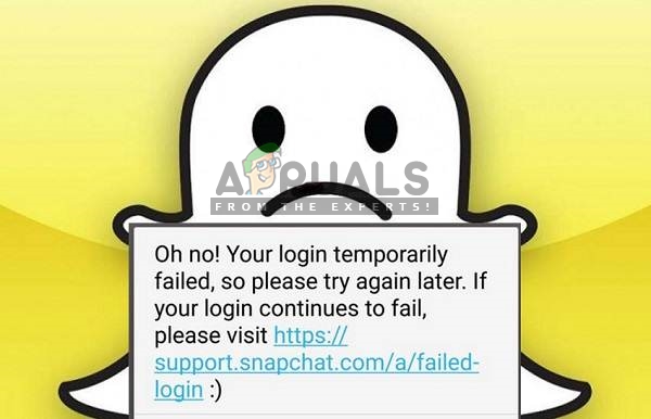 Исправлено: временная ошибка входа в Snapchat